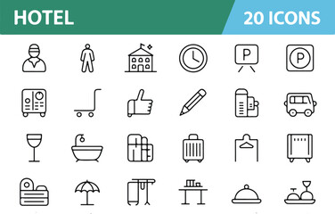 Hotel set of icon vector illustration.