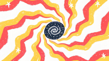 Abstract Swirl Pattern with Stars and Cosmic Center for Artistic Backgrounds and Creative Projects