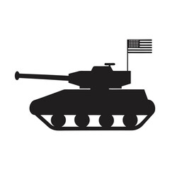 Fototapeta premium military tank with an american flag waving from it vector art