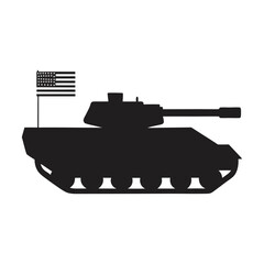 military tank with an american flag waving from it vector art