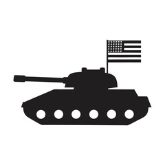Fototapeta premium military tank with an american flag waving from it vector art
