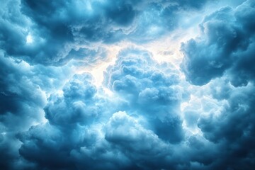 Stormy sky with layered gray and blue rain clouds