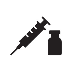 Vaccination Syringe and Vial Icon, Medical Injection Illustration