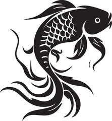Naklejka premium Print Stylized Koi Fish Silhouette