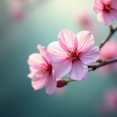 Obraz premium Delicate pink blossom dissolves, soft morning light , gentle, artistic
