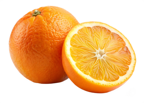 orange and slice isolated on white backgroundpng,ai generated.