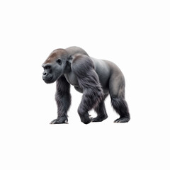Obraz premium Majestic Silverback: A powerful silverback gorilla stands tall, embodying strength and dominance, in a detailed photorealistic depiction.
