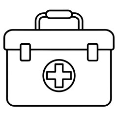 First Aid Box Minimal Line Icon Vector