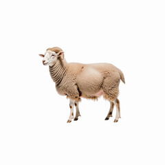 Obraz premium Sheep: A singular sheep stands in profile, its woolly coat and gentle gaze capturing the essence of pastoral tranquility.