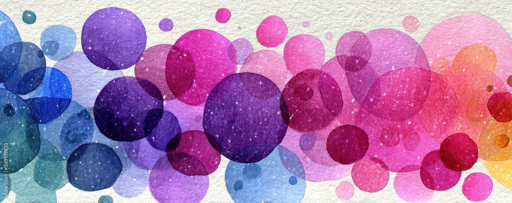 Poster vibrant watercolor abstract art with colorful overlapping circular elements