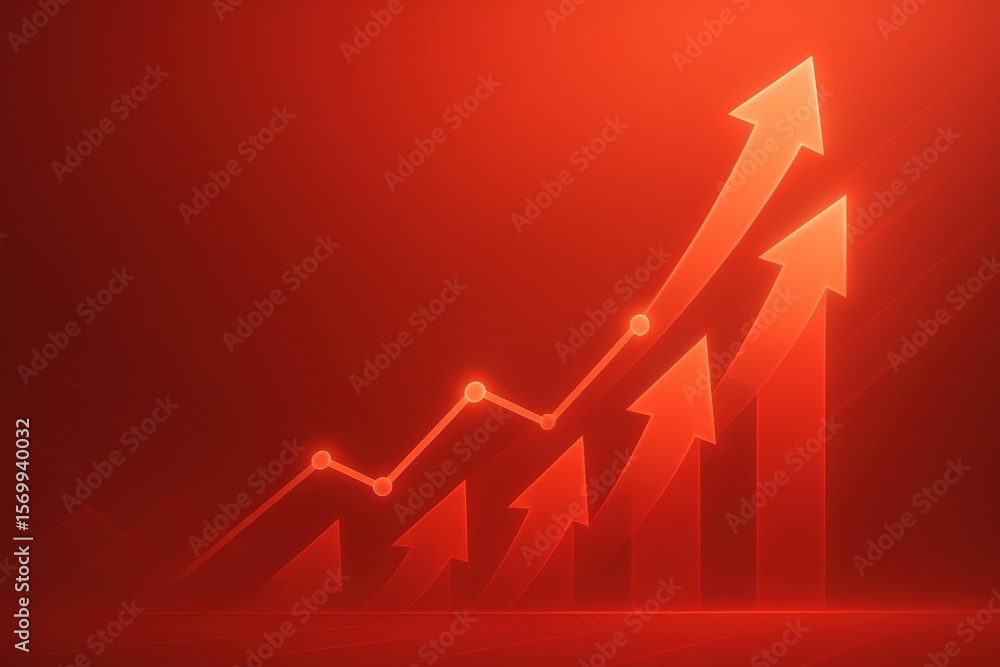 Poster ascending arrows: dynamic visual of upward-trending arrows, symbolizing growth and progress, set aga