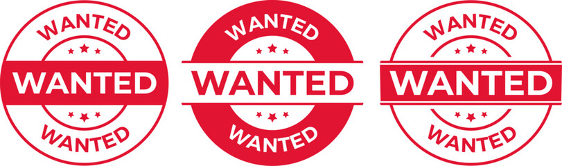 Wanted Red Grunge Stamp – Isolated Rubber Seal on White Background Vector