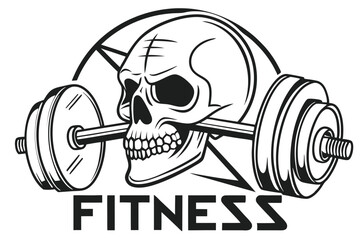 Skull and dumbbells. Vector illustration ready for vinyl cutting.