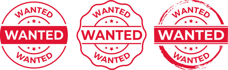 Wanted Red Grunge Stamp – Isolated Rubber Seal on White Background Vector