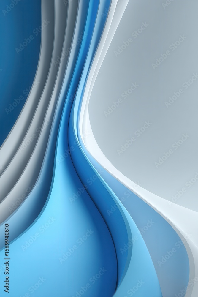 Poster blue and gray abstract wavy background with smooth flowing lines