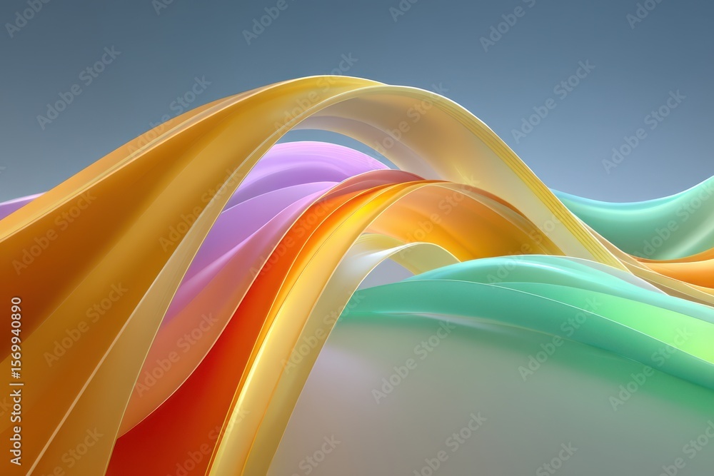 Poster abstract colorful flowing shapes with a smooth gradient design during daylight