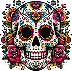 Vector Clipart of Calaveras (Day of the Dead Skulls) with Clean White Background