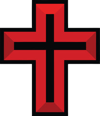 Obraz premium Sacred Crimson: An isolated illustration of a striking red cross, its bold design symbolizes faith, hope, and the heart of religious devotion.