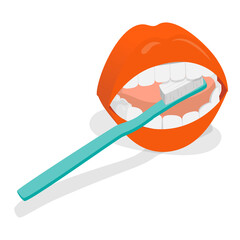 3D Isometric Flat  Illustration of Teeth Cleaning. Item 4