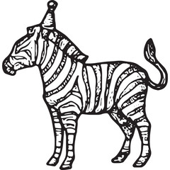 Vintage Circus Zebra Sketch