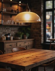 Cozy dining area featuring elegant pendant lights above a wooden table