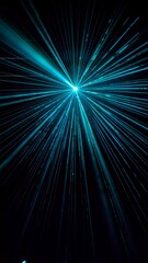 Abstract blue light burst on dark background