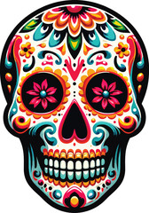 Vector Clipart of Calaveras (Day of the Dead Skulls) with Clean White Background