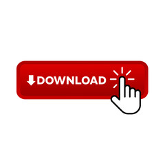 download – red rectangular 3D button – vector illustration