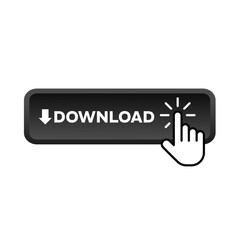 download – black rectangular 3D button – vector illustration