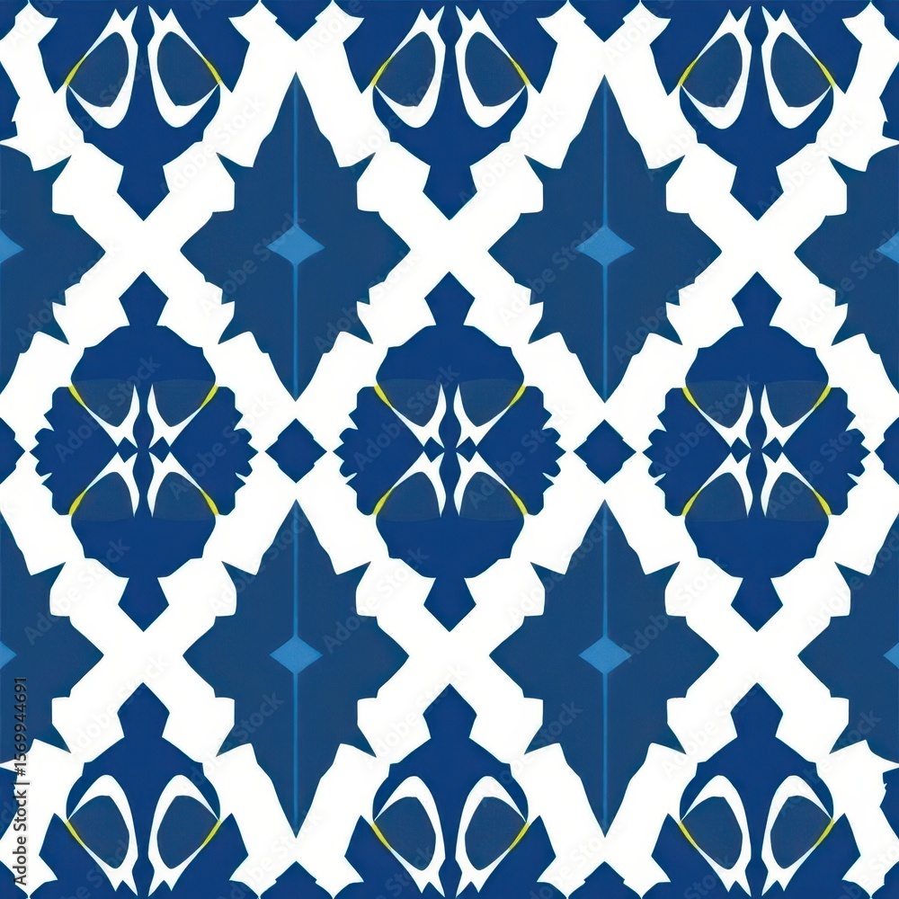 Poster geometric azure delight: an alluring symmetrical design showcases an abstract, yet captivating patte
