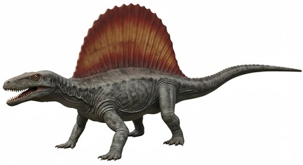 Naklejka premium Fantastisch detaillierter Dinosaurier leuchtet warm im Licht. AI Generated