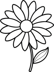 Fototapeta premium Daisy illustration: A simple illustration of a daisy, a common and beloved flower, rendered in a clean, classic, and appealing style. Featuring the delicate petals, prominent center, stem.