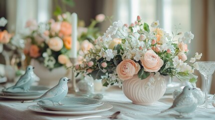 Floral arrangement on table setting