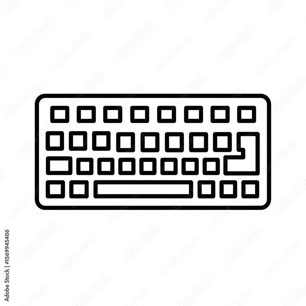 Poster minimalist keyboard outline design on transparent background