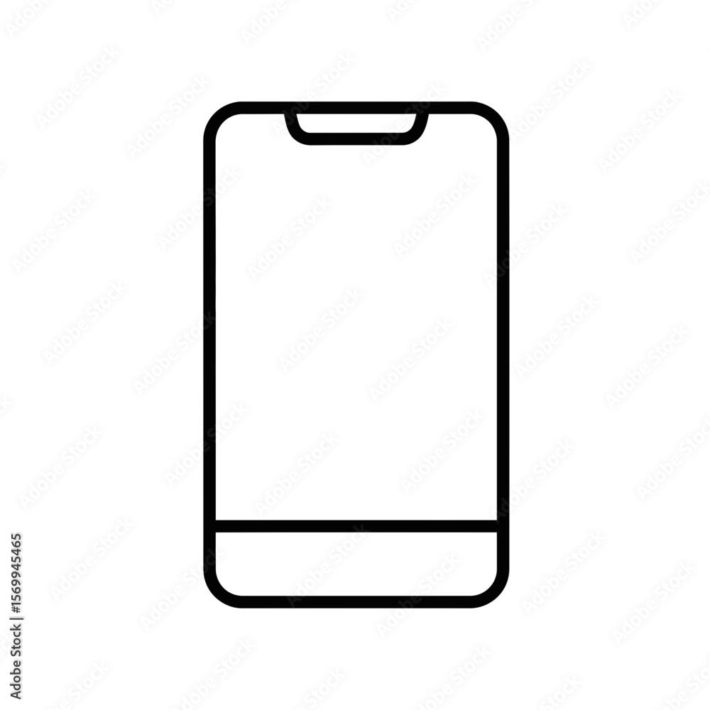 Poster mobile app design outline of a smartphone on transparent background