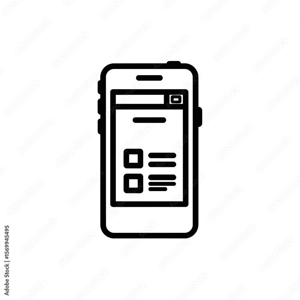 Poster mobile app design mockup on smartphone with transparent background