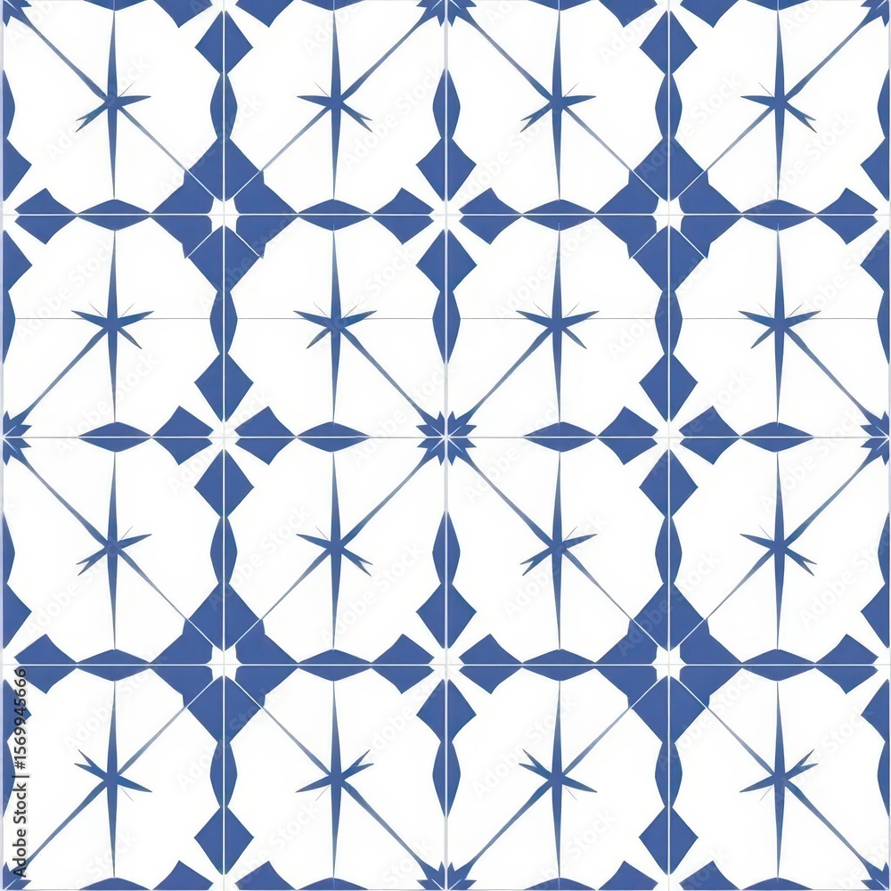 Poster blue tile symmetry: a striking display of blue tiles forming a seamless, symmetrical pattern, the in