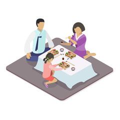 3D Isometric Flat  Illustration of Korean or Japanese Food. Item 3