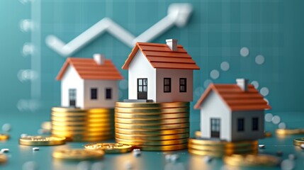 Concepto de ahorro para la compra de casas, concepto de sector inmobiliario.