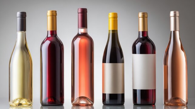 The collection of exquisite wine bottles in various colors and designs.