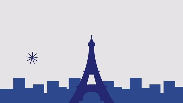 Eiffel Tower, Paris City And Bastille Day Decorations Background Animation 4k Animation