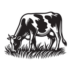 Cow grazing in a lush meadow vector image