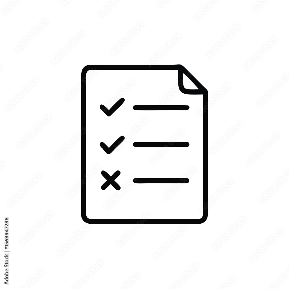 Poster checklist with check marks an x symbol on a checkmark document