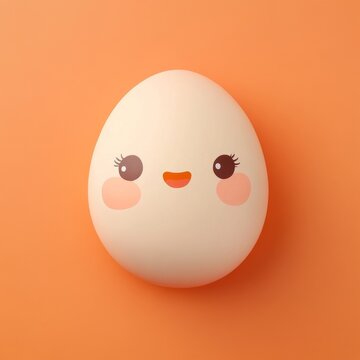 Un gracioso huevo, decorado, sonriendo, concepto de alimentaci&oacute;n nutritiva