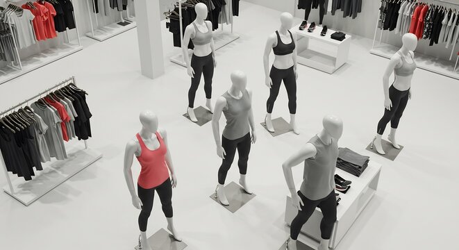 Modern Sportmode Schaufenster hell beleuchtet. AI Generated