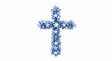 Croix celeste etoiles brillantes lumiere douce espoir. AI Generated