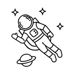 An astronaut floating in space near a planet stars cosmos