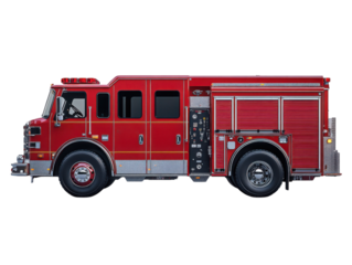 A red fire truck with the words King County Fire Department on the side
