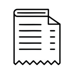 Receipt icon with horizontal lines zig zag edge on bill document