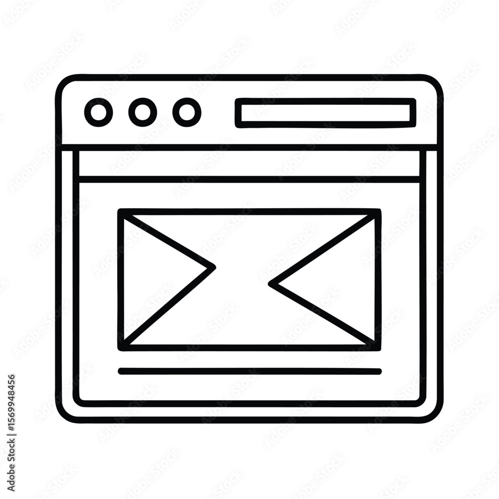Poster graphic a computer window with an envelope symbol inside email mail